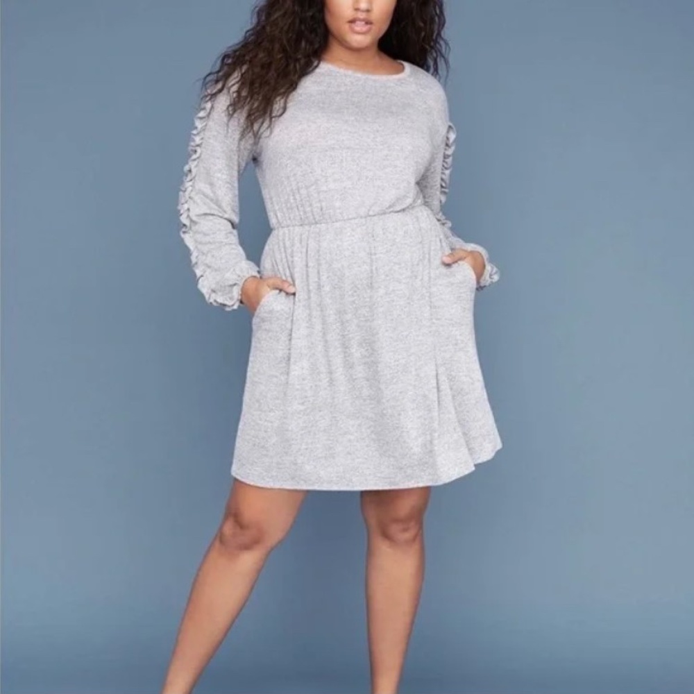 Lane Bryant Ruffle Sleeve Sweatshirt Dress Size 18/20